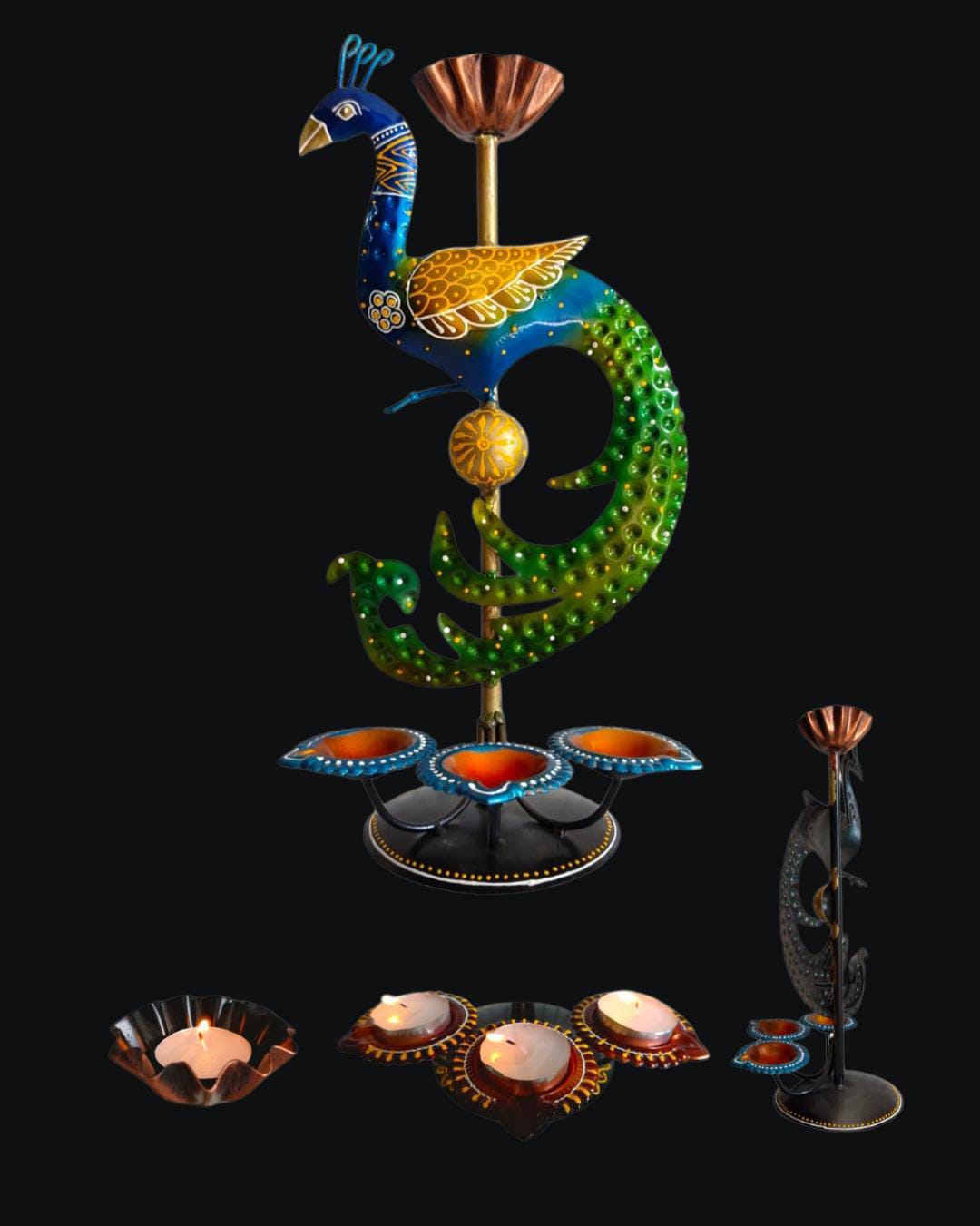 Peacock Diya Tealight Stand