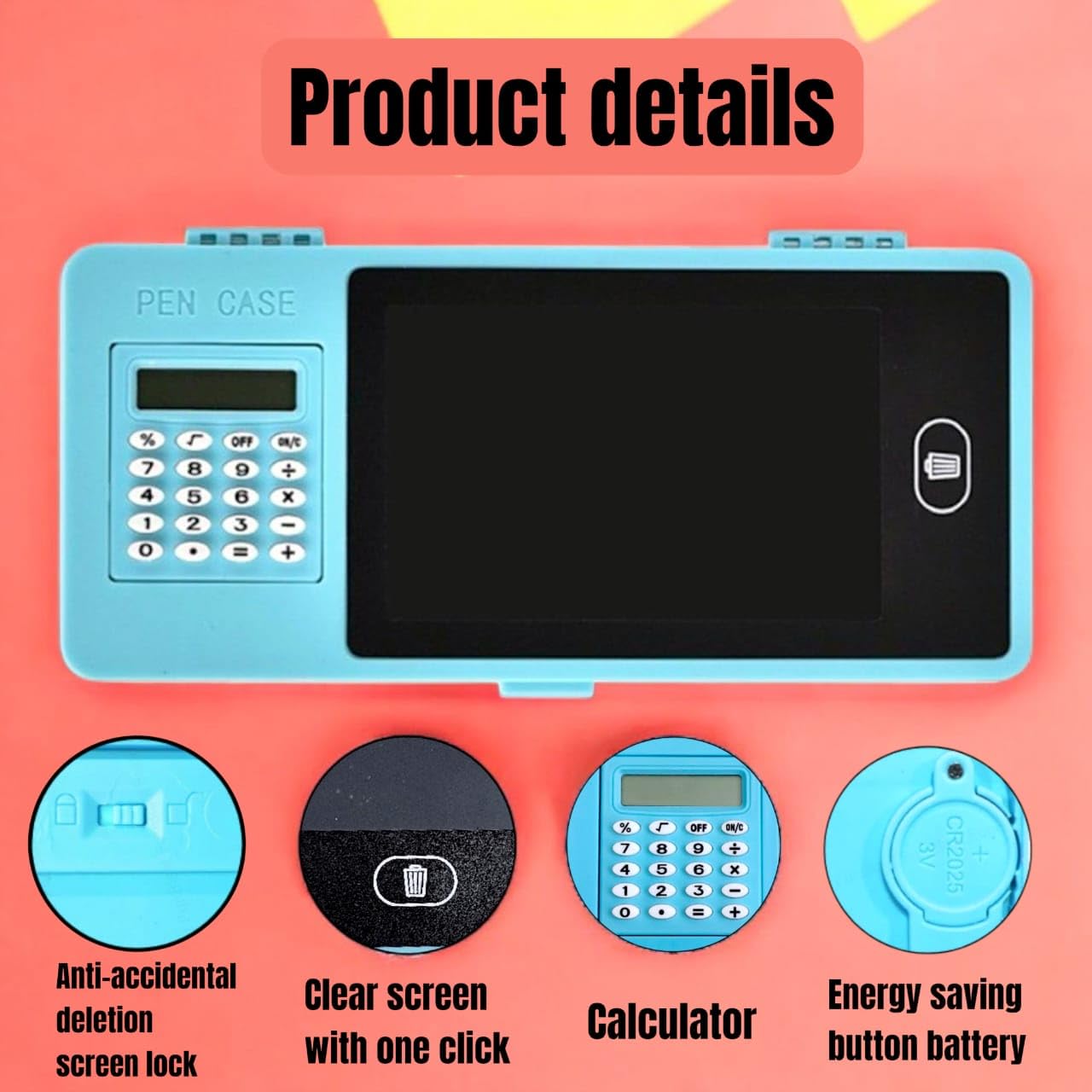 2 in 1 LCD Screen Pencil Box with Calculator