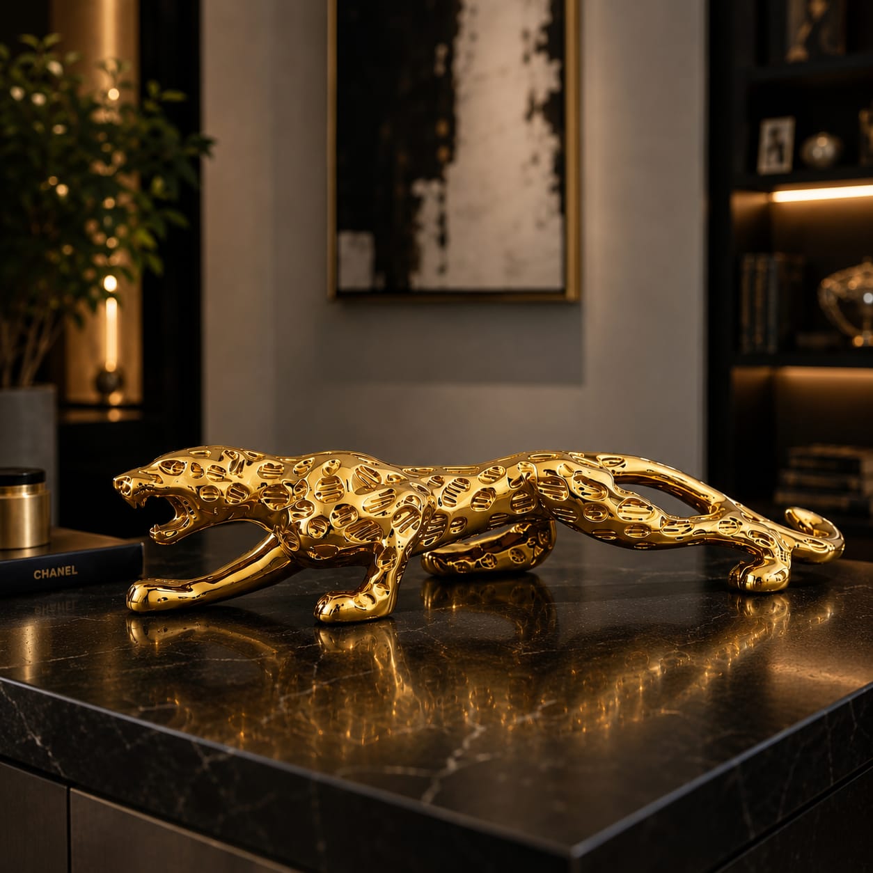 Antique Gold Jaguar Showpiece